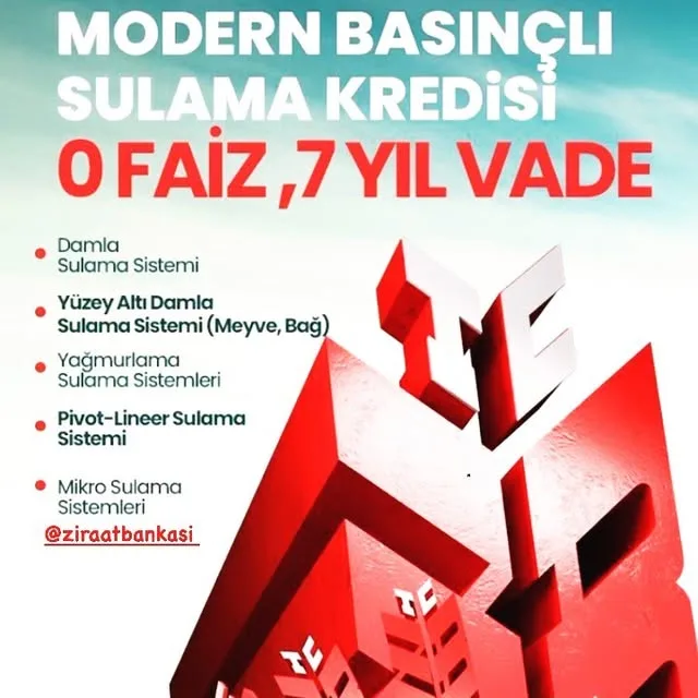 Modern basınçlı sulama kredisi